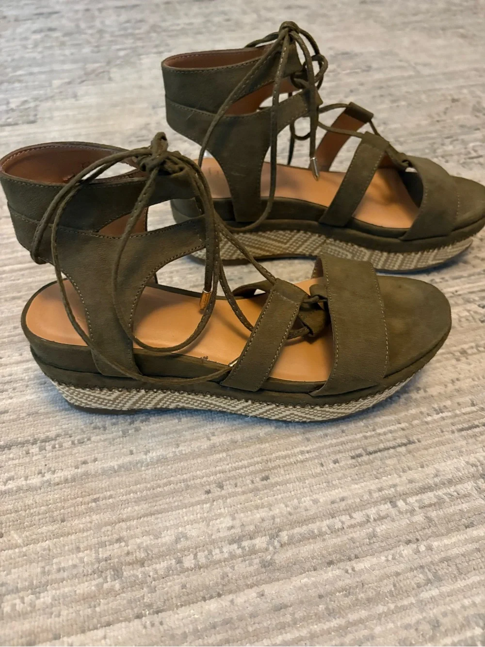 Franco Sarto Women's Olive Lace-Up Platform Sandals